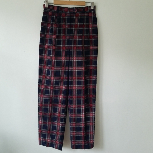 VTG 80s Chater Club by Jane Justin Cotton Corduroy Tartan Plaid Checkered Pants - Picture 1 of 11